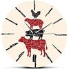 XUSANSHI 30cm Coltelli da cucina Macelleria Orologio da parete per chef Cuoco Manzo Montone Maiale Pollo Tagli di carne Diagrammi per Meatman Orologio da parete