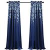 Lush Decor Coppia di tende a pannello filtranti per la luce con fiori piangenti, 132 x 241 cm + 5 cm di testa, blu navy, affascinanti e moderne tende floreali per soggiorno, sala da pranzo e camera da