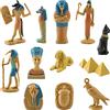 Zerodis Set di 12 Statuette Egiziane in PVC, Decorazione Casa Antico Egitto con Faraone, Sfinge e Divinità, Collezione Miniature per Scrivania e Regalo
