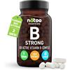 NÄTOO Vitamina B Complex Strong 60 Capsule con Vitamina B1, B2, B3, B6, B9, Colina, B7, B8, B12, nella loro Forma Bio-Attiva, 2 Mesi di Fornitura