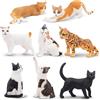 TOYMANY Set di 8 statuette di animali per gatti, statuette di animali di plastica, ornamenti in miniatura, gattino, decorazione di Halloween, cupcake topper, uovo di Pasqua, regalo di compleanno