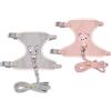 Daelesr 2 Pezzi Set Pettorina e Guinzaglio, 120cm Confortevole Regolabile Imbracatura, Pettorina Gatto e Pettorina Cane Set, Pettorina per Animali Domestici Imbottita e Traspirante per Piccoli Animali (L)