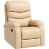 HOMCOM Poltrona Relax Reclinabile con Poggiapiedi in Finta Pelle e Imbottitura in Spugna, 81x90x105cm, Beige|Aosom