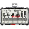 Bosch Accessories Set Frese da 6 pz. per Profilare Smussare e Scanalare (per Legno, Accessorio Fresatrici Verticali con Codolo di 1/4)