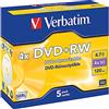 Verbatim 43229 - 5 DVD+RW Matt Silver 4x, 4.7GB