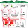 Garnier 3x Garnier SkinActive Acido Ialuronico Maschera in Tessuto Ampolla Rassodante con Estratto di Anguria Anti Età - 3 Maschere Monouso