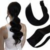 Hetto Coda Capelli Veri Coda Di Cavallo Capelli Umani Veri Nero Extension Capelli Veri Coda Naturalli Neri #1B 50 CM 100g