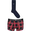 Emporio Armani Underwear Men's Boxer+Socks Tartan Mix Gift Set, Uomini, Check/Marine,