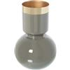 DRW Vaso da tavolo in metallo smaltato in verde e oro 18x18x27 cm