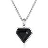 COAI Collana in Acciaio Inossidabile da Uomo e da Donna con Ciondolo Cuore di Onice Nero Naturale 55cm