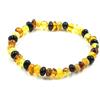Amber Jewelry Shop Bracciale in ambra baltica naturale su elastico 19 cm - Multicolore - Realizzato in autentiche perle di ambra - Bracciale in ambra, 19 cm, Pietra
