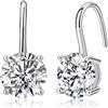 Diamond Treats Orecchini Pendenti Donna Argento 925 Rodiato con Zirconia Cubica Bianca 8 mm, Piccoli Orecchini Punto Luce Rotondi Eleganti con Chiusura a Gancio