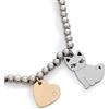 ZUKY Bracciale Gatto Ciondolo in acciaio con Cuore Rosato Idea Regalo Donna Ragazza Regolabile