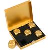 SCSpecial Dadi dorati in lega di alluminio 5 pezzi Dadi in metallo portatili da 16 mm con custodia quadrata Dadi a 6 lati per bere party game - Oro