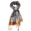 Lorenzo Cana - Sciarpa da uomo in tessuto jacquard, 100% seta, prodotto di lusso, 55 cm x 180 cm, motivo Pasley, sciarpa di seta, armonica, colori: grigio / dorato, alla moda