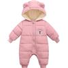 Happy Cherry - Tuta Inverno Bambino Tute da Neve Neonato con Cappuccio Pagliaccetto con Maniche Lunghe Bambini Cappotto Bambina Giacca da Esterno Imbottita Suit Calda - 3-6 Mesi