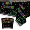 XJLANTTE Confezione da 3 forniture per tovaglie per feste fluorescenti - Copritavolo usa e getta in plastica neon, tovaglie con stampa all over 130 x 220CM per decorazioni per feste Glow in the Dark