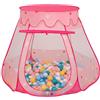 Selonis Tenda 105X90cm/200 Palline Castello Con Palline Colorate Per Bambini, Rosa:Bianco/Giallo/Babyblue/Rosa Chiaro/Turchese