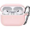 JETech Aggiornato Cover Custodia Silicone per AirPods Pro (2a/1a Gen 2023/2022/2019) con Portachiavi, Interno PC Rigido, Antiurto Protettiva Pelle Guscio, LED Frontale Visibile (Rosa Chiaro)