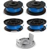 Viilich 4 bobine di filo per Ryobi, bobina di ricambio per Ryobi One + RAC124 AC14RL3A OLT1823 OLT1832 18 V 24 V 40 V 40 V, 4 bobine di decespugliatore, 1 tappo (3,3 m x diametro 1,65 mm)