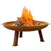 GZLVSOW Bowl Round Fire Bowl Metal Steel Fire Pit Rust Patina Fire Bowl 60 cm Diameter Wood Long Burning Fire Bowl for The Garden, Patio,Camping (Pillar-Shaped)
