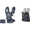 Ergobaby Omni 360 Cool Air Mesh Marsupio Neonati Ergonomico 0 36 Mesi, 4-in-1 Zaino Porta Bebe Traspirante, Midnight Blue & Cover Invernale, protezione dalla pioggia e dal freddo con fodera in pile