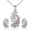 EVER FAITH Set di Gioielli Unicorno per Ragazze, 925 Argento CZ Unicorno Collana Orecchini Set Regalo di Compleanno per Figlia Nipote