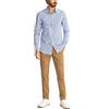 Evoga Camicia Uomo Sartoriale Blu a Righe Formale Elegante Casual in Cotone (XXL, Blu)