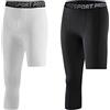 WISREMT Uomo Ragazzi Compressione Pantaloni One Leg Tights 3/4 Legging Athletic Base Layer Biancheria Intima per Basket Running Gym