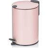 kela Secchio per cosmetici 3 l rosa opaco, coperchio Silent Close, pattumiera a pedale per bagno MATS, pattumiera da bagno con secchio interno e manico per il trasporto