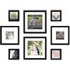 Americanflat Set Cornici Foto da Parete e da Tavolo Quadrate, 8 Pezzi, Nero - Due da 28x28 cm, Due Cornici 20x20 cm e Quattro da 10x10 cm - Composizione Portafoto da Parete con Vetro Infrangibile