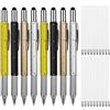 KEWAYO 8 pezzi penna multiutensile 6 in 1, con 10 blu / 10 nero ricariche sostituibili, Con stilo touchscreen superiore, cm pollici righello, livella, cacciavite, per gli uomini e donne