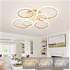 KeLuKes Plafoniera LED Soffitto Dimmerabile, 80cm Lampadario Soffitto con Telecomando, Lampadari Moderni a 6 Anelli con Funzione Memory per Soggiorno Camera da Letto, Oro