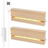 Qunkun Base per Display di Luci LED, 2 Pezzi di Base per Lampada in Legno, Supporto per Lampade LED da Scrivania, Base per Display, Base per Display, Base per Lampade LED USB Illuminata in Legno, Supporto