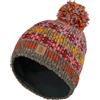 Pachamama Berretto da donna in lana/mohair con pompon foderato a mano con stelle grigie multicolori, taglia unica, fatto a mano, extra caldo, commercio equo e solidale, Grigio Antracite Multicolore,