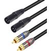LoongGate - Cavo doppio da XLR a RCA, resistente, cavo patch per microfono, connessione stereo, da 2 XLR a 2 RCA (XLRM 1,5 m)