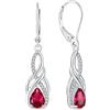 YL Orecchini Infinito Nodo Celtico Nodo Argento 925 con pietra portafortuna di Luglio Rubino Pera Orecchini per Donna