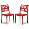 REDÒKASA Set 2 sedie in polipropilene TETI, MADE IN ITALY, impilabile, idrorepellente, resistenza raggi UV, design moderno albero della vita per sala da pranzo, cucina, bar, ristoranti, esterno (Rosso, 2)