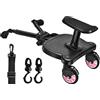 Vihir Pedana Universale per Passeggini, Tavola per passeggino con sedile, per Secondo Bambino, Con due ganci per passeggino, per bambini di 2-6 anni (25 kg)