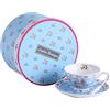London Boutique Set di 2 Tazze da caffè e piattini in Porcellana Vintage Flora Rose Lavender (Colore Blu Rosa)
