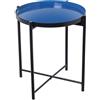 DRW Tavolino ausiliario in Metallo smaltato in Blu e Nero, Medidas: 50x50x52 cm