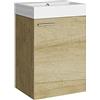 Baikal Set di mobili da bagno 45 cm. Include mobile con lavandino. Melamina 16 mm. Mobile montato. Lavabo incassato. Senza Specchio 1 Porta Maniglia Orizzontale Nature
