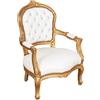 Biscottini Poltrona barocca 73x50x51,5 cm |Sedie luigi XVI | Stile francese | Poltroncina camera da letto | poltrona camera bianca