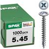 SPAX 281010500452 Viti universali, per Parete Posteriore, Impronta a Croce Z, 4CUT, Filettatura Completa, zincata galvanicamente, A2J, (5,0 x 45 mm, 1000 Pezzi), Galvanizzato