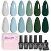 beetles Gel Polish Beetles Blue Green Gel Nail Polish Set - 6 Colors Misty Gray Dark Green Gel Polish Kit Baby Blue Nail Gel Polish Soak Off UV LED Gel Nail Kit Vanish Manicure DIY Home Chrismas Gifts Box
