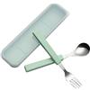 VANRA 2-Piece Set Posate per Bambini in Acciaio Inox 18/10 Argento Bambino Stoviglie Posate Posate Utensili forchetta e Cucchiaio da tavola con Custodia da Viaggio per Bambini Bambini (Cromato (Verde)