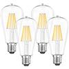 WEDNA Lampadina LED Edison Vintage E27, 8W Dimmerabile LED ST64 Lampadina, Luce Bianco Neutro 4000K, 1100LM, Vetro trasparente Ideale per la Nostalgia e l'illuminazione Retrò - 4 Pezzi