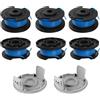 Viilich 6 bobine di filo per Ryobi, bobina di ricambio per Ryobi One + RAC124 AC14RL3A OLT1823 OLT1832 18 V 24 V 40 V, 6 bobine di filo 2 tappi (3,4 m, diametro 1,65 mm)