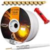 HB-Digital - Cavo antenna satellitare coassiale, in rame, 135 dB, UHD 4K, incluso spelafili e 10 connettori F (dorati)