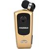 HMTRADE FineBlue F920 - Auricolari Bluetooth wireless, portatile, retrattile, con microfono a cancellazione del rumore (dorato)